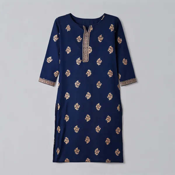 Royal_Blue_Rayon_Straight_Kurta_For_Women