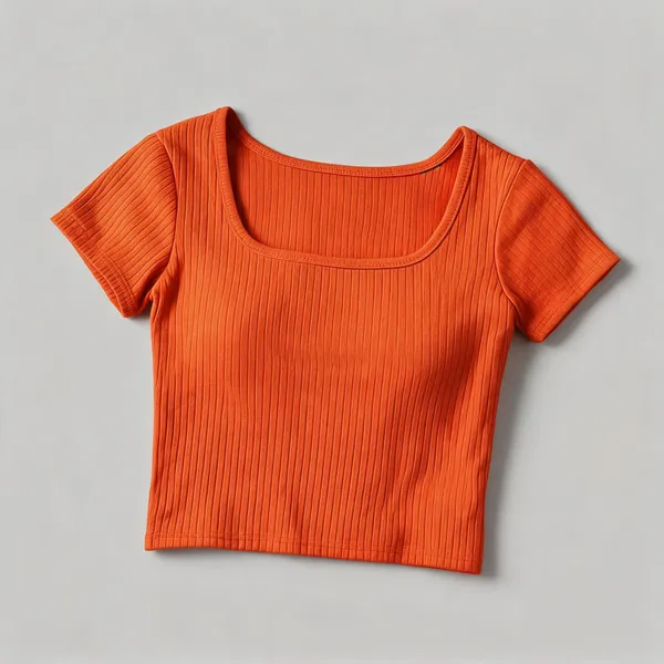 Orange_Cotton_Ribbed_Slim_Fit_Scoop_Neck_Crop_Top_For_Women
