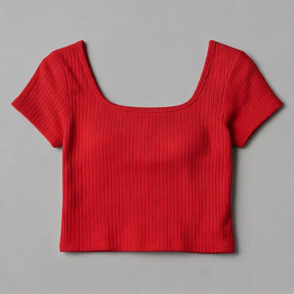 Red_Cotton_Ribbed_Slim_Fit_Scoop_Neck_Crop_Top_For_Women
