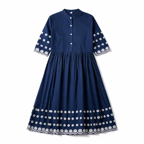 Blue_Cotton_Embroidered_Fit_&_Flare_Midi_Dress_For_Women