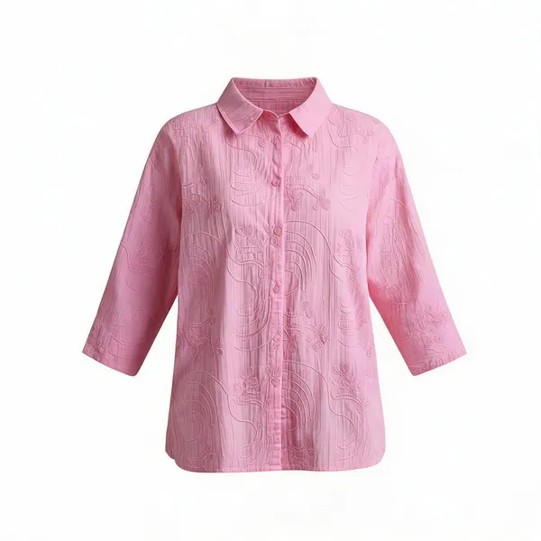 Pink_Cotton_Embroidered_Formal_Shirt_For_Women