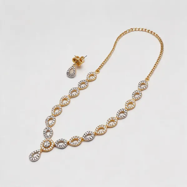 Gold_Silver_Brass_Crystal_Link_Necklace_And_Earrings_Set_For_Women
