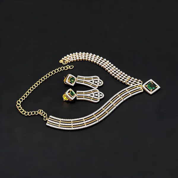 Silver_Brass_Green_Stone_Necklace_And_Earring_Set_For_Women