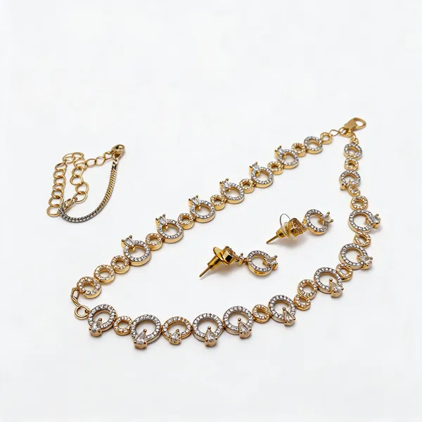 Gold_Silver_Brass_Stone-Studded_Necklace_And_Earrings_Set_For_Women