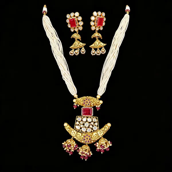 White_Gold_Brass_Kundan_Necklace_Set_For_Women