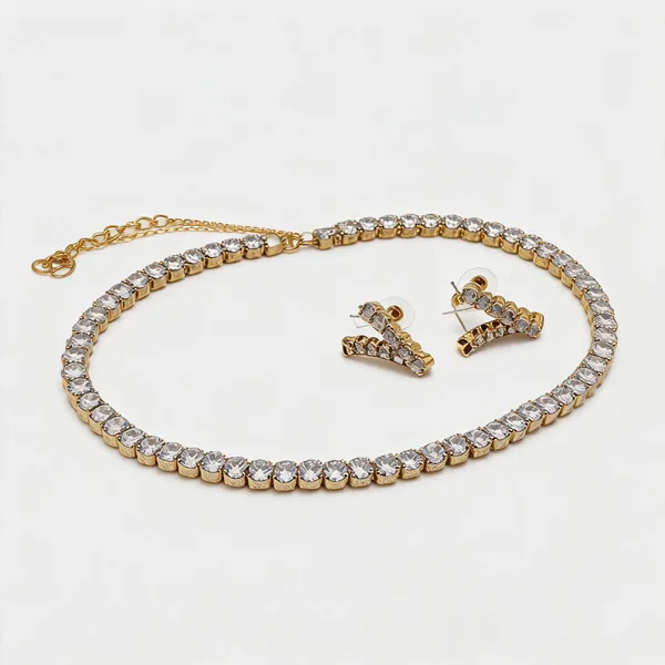 Silver_Gold_Brass_Crystal_Necklace_And_Earrings_Set_For_Women