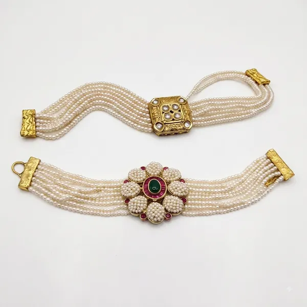 Off_White_Brass_Pearl_Floral_Necklace_&_Brass_Pearl_Multi-Strand_Necklace_For_Women_(Combo_of_2)