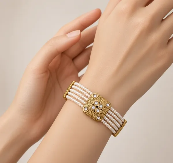 Off_White_Brass_Pearl_Multi-Strand_Bracelet_For_Women