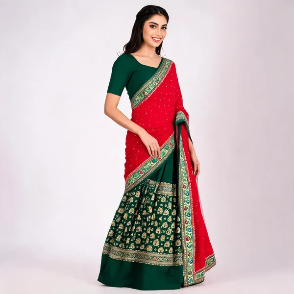 Red_Green_Silk_Printed_Traditional_Saree_For_Women