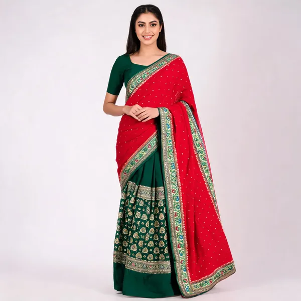 Red_Green_Silk_Printed_Traditional_Saree_For_Women