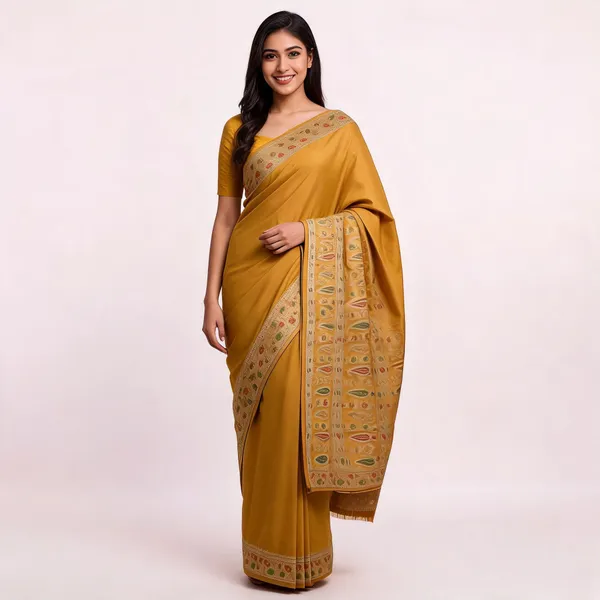 Mustard_Silk_Printed_Traditional_Saree_For_Women