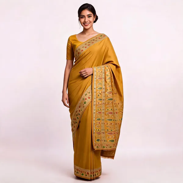 Mustard_Silk_Printed_Traditional_Saree_For_Women