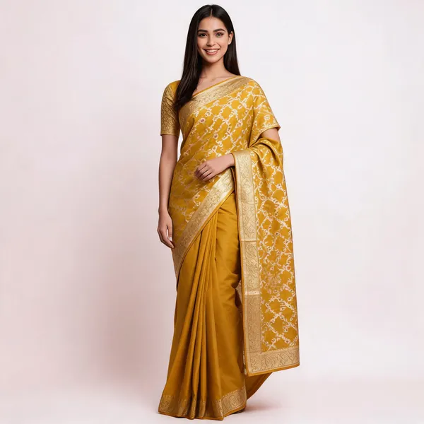 Mustard_Silk_Woven_Floral_Traditional_Saree_For_Women