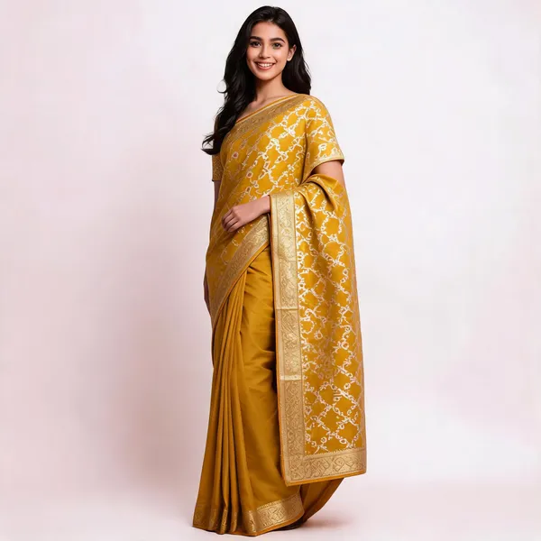 Mustard_Silk_Woven_Floral_Traditional_Saree_For_Women
