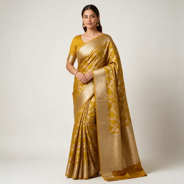 Mustard_Silk_Woven_Floral_Traditional_Saree_For_Women