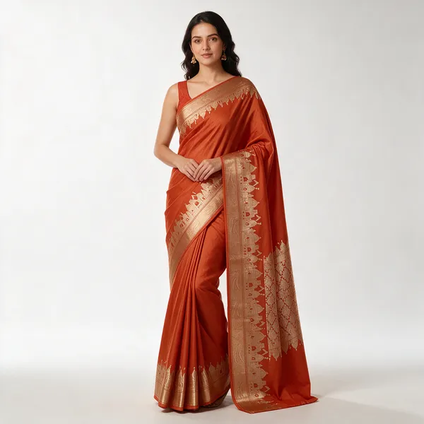 Red_Silk_Woven_Zari_Border_Pallu_Saree_For_Women
