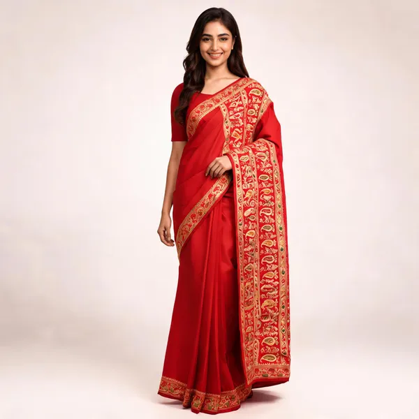 Red_Silk_Woven_Traditional_Zari_Border_Saree_For_Women