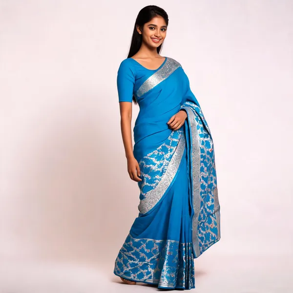Blue_Silk_Woven_Floral_Motif_Traditional_Saree_For_Women