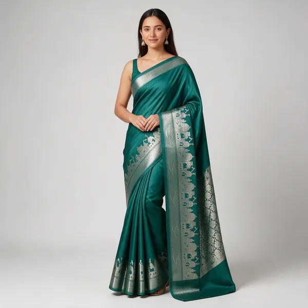 Teal_Silk_Woven_Ethnic_Traditional_Saree_For_Women