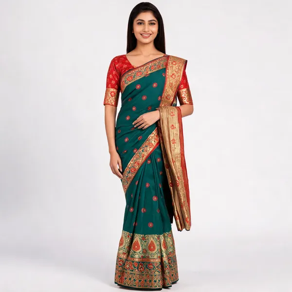 Teal_Silk_Woven_Traditional_Saree_For_Women