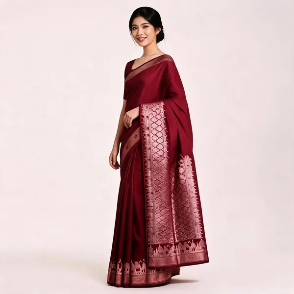 Maroon_Silk_Woven_Temple_Border_Traditional_Saree_For_Women
