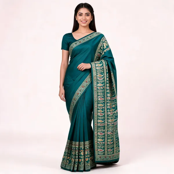 Teal_Silk_Woven_Ethnic_Dupatta_For_Women