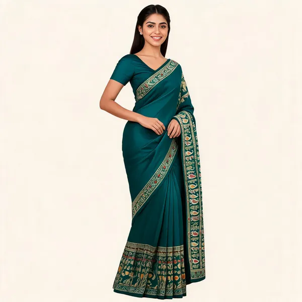 Teal_Silk_Woven_Ethnic_Dupatta_For_Women