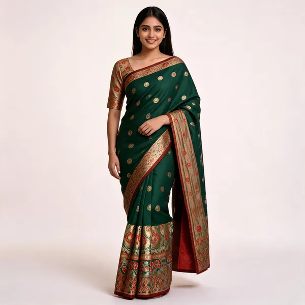 Green_Silk_Printed_Traditional_Motif_Saree_For_Women