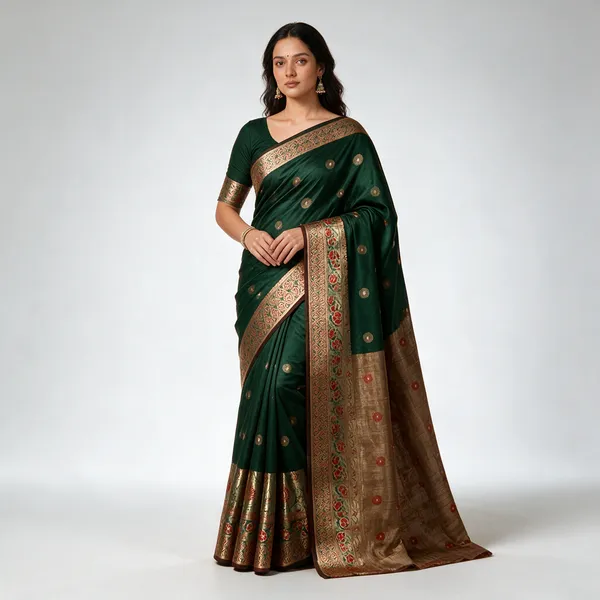 Green_Silk_Printed_Traditional_Motif_Saree_For_Women