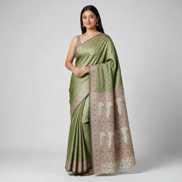 Green_Silk_Printed_Traditional_Shawl_For_Women