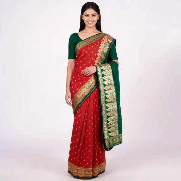 Red_Silk_Woven_Brocade_Traditional_Saree_For_Women