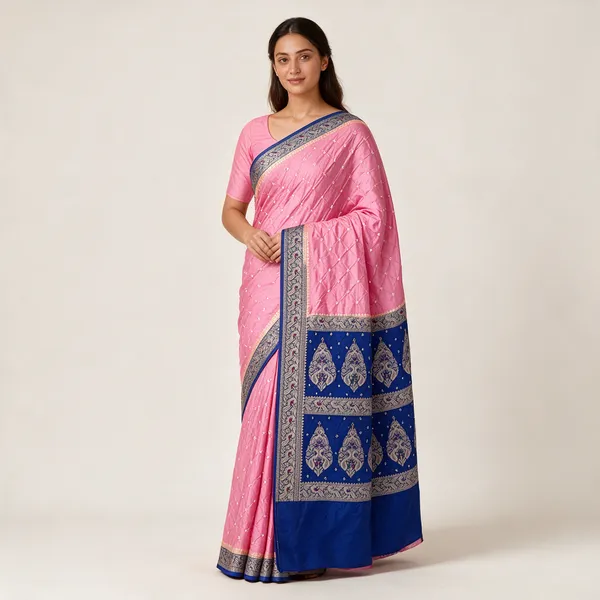 Blue_And_Pink_Silk_Woven_Paisley_Traditional_Saree_For_Women