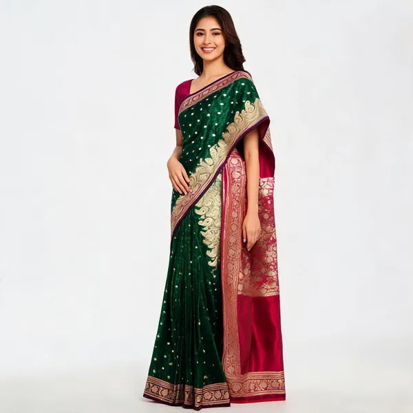 Green_Silk_Brocade_Woven_Saree_For_Women