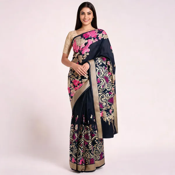 Black_Silk_Printed_Floral_Ethnic_Saree_For_Women