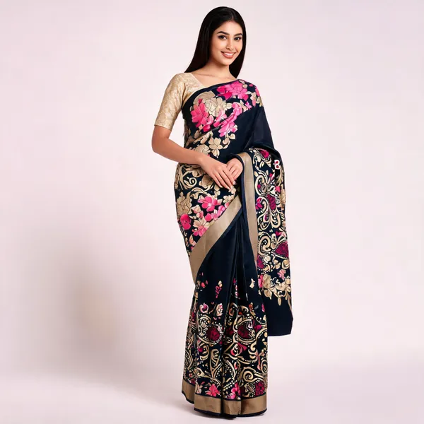 Black_Silk_Printed_Floral_Ethnic_Saree_For_Women