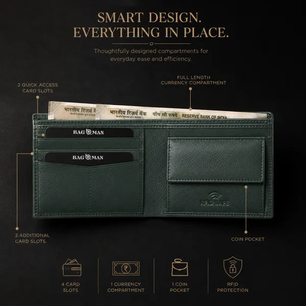 Dark_Green_Textured_Genuine_Leather_Bi-Fold_Wallet_For_Men