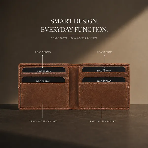 Tan_Hunter_Genuine_Leather_6_Slot_Bi-Fold_Wallet_For_Men