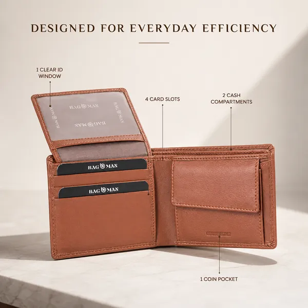 Tan_Textured_Genuine_Leather_Bi-Fold_Wallet_For_Men