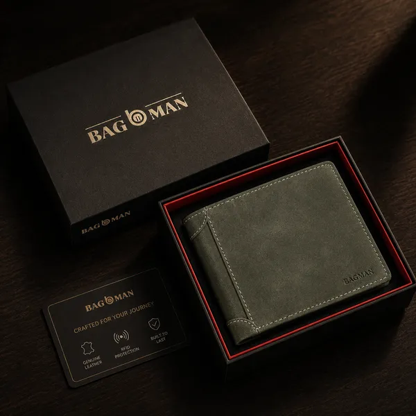 Grey_Genuine_Leather_6_Slot_Bi-Fold_Card_Wallet_For_Men