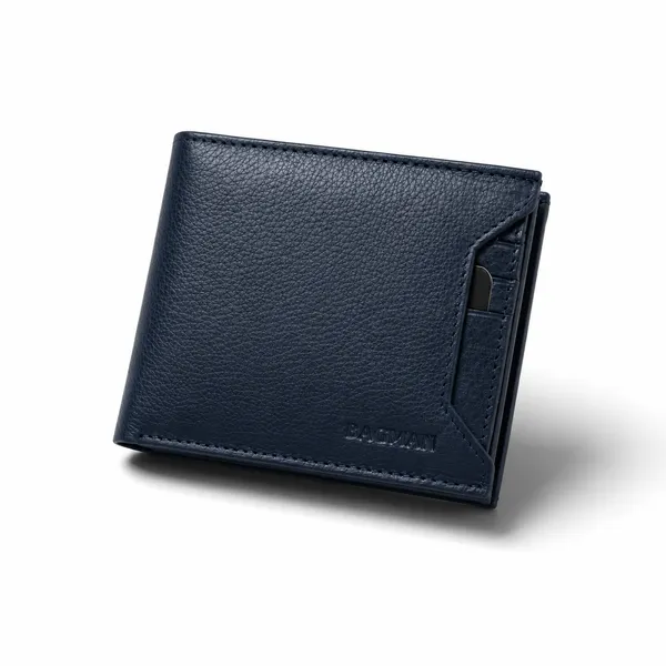 Blue_Textured_Genuine_Leather_Bi-Fold_Wallet_For_Men