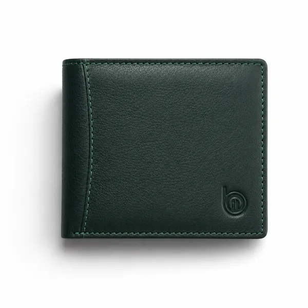 Green_Genuine_Leather_Bi-Fold_Wallet_For_Men