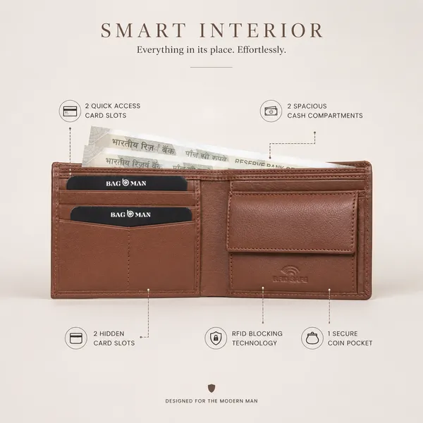 Tan_Smooth_Genuine_Leather_Bi-Fold_Wallet_For_Men