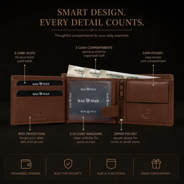 Tan_Genuine_Leather_Contrast_Stitch_Bi-Fold_Wallet_For_Men