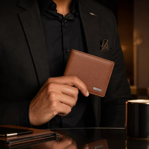 Tan_Genuine_Leather_Structured_Bi-Fold_Wallet_For_Men