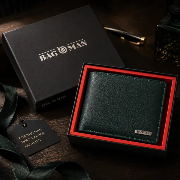 Green_Genuine_Leather_Bi-Fold_Wallet_For_Men