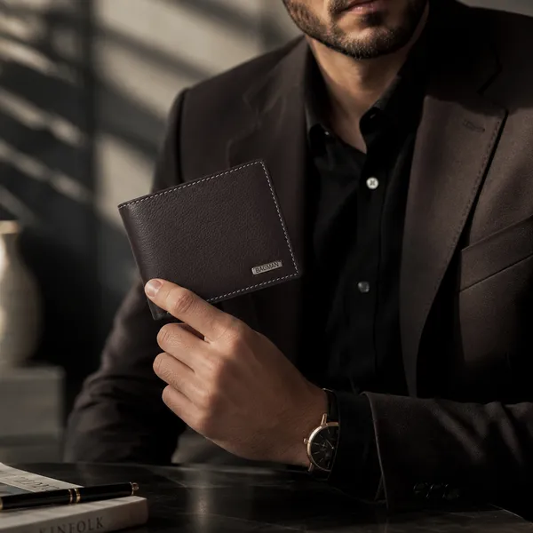 Brown_Textured_Genuine_Leather_Bi-Fold_Wallet_For_Men