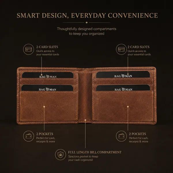 Tan_Hunter_Genuine_Leather_6_Slot_Bi-Fold_Wallet_For_Men