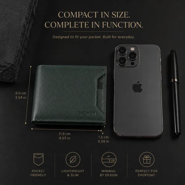 Dark_Green_Textured_Genuine_Leather_Bi-Fold_Wallet_For_Men