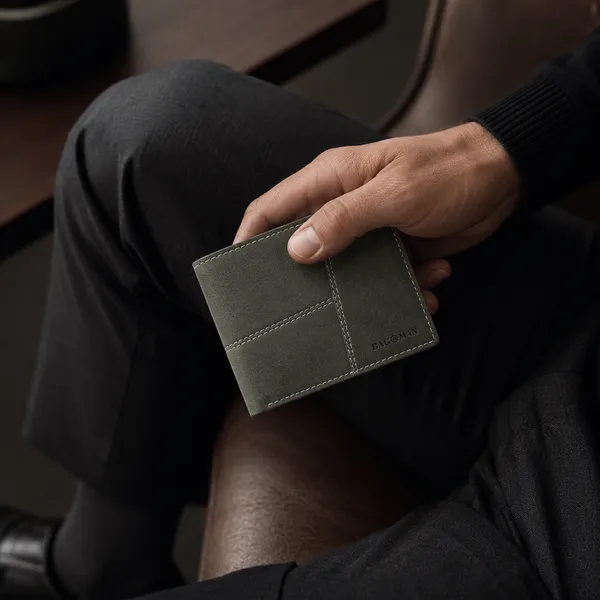 Olive_Green_Genuine_Leather_Slim_Bi-Fold_Wallet_For_Men