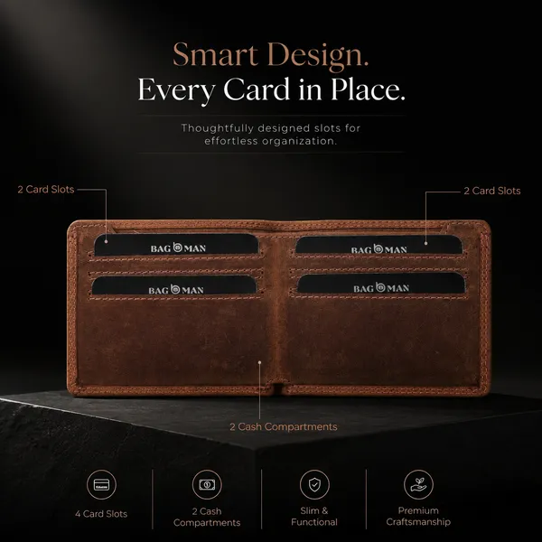 Tan_Hunter_Genuine_Leather_4_Slot_Bi-Fold_Wallet_For_Men